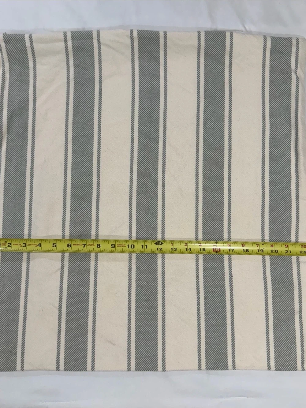 Pottery Barn Gray Green Antique Stripe Print Pillow Cover 24”x 24” Zipper